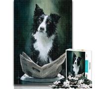 1000 Pieces for Adults Border Collie on The Toilet 1000 Piece Jigsaw Puzzle for Adults Teens,with Matching Poster And Trivia Sheet for Age 14 Years Up 50x75cm
