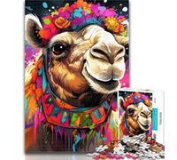 1000 Pieces for Adults Camel Wearing Flowers Jigsaw Puzzle 1000 Pieces for Adults,Challenging Game Toys for Is Ideal As A Gift for The Whole Family 75x50cm