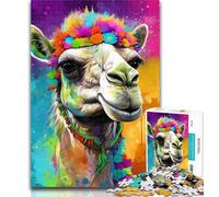 1000 Pieces for Adults Camel Wearing Flowers Jigsaw Puzzles for Teenagers 1000,Educational Toys Is Ideal As A Gift for The Whole Family 26x38cm
