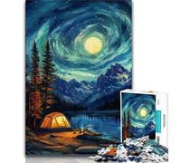 1000 Pieces for Adults Camping Under The Night Sky 1000 Piece Jigsaw Puzzle for Adults Teens,with Matching Poster And Trivia Sheet for Age 14 Years Up (26x38cm)