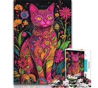 1000 Pieces for Adults Cat Sitting Among Flowers Jigsaw Puzzles for Adults 1000,Challenging Game Toys for Is Ideal As A Gift for The Whole Family 50x75cm