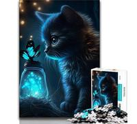 1000 Pieces for Adults Cat with Butterfly Puzzles for Adults And Teenagers,Stress Reliever Difficult Challenge Unique Home Decor And Gifts (26x38cm)