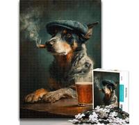 1000 Pieces for Adults Cattle Dog Smoking Jigsaw Puzzles for Adults 1000 Piece,is Ideal As Gifts for The Whole Family for And Age 14 26x38cm