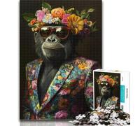 1000 Pieces for Adults Chimpanzee in Suit Jigsaw Puzzles for Teenagers 1000 Pieces,Toy Intellectual Game Artists Collection, Fine Art 50x75cm