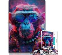 1000 Pieces for Adults Chimpanzee Wearing Sunglasses Jigsaw Puzzles for Adults 1000 Pieces,Diy Modern Wall Art Unique Gift Home Decor 50x75cm