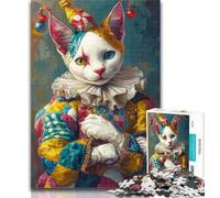 1000 Pieces for Adults Clown Cat Jigsaw Puzzles for Teenagers,Learning Educational Toy for Is Ideal As A Gift for The Whole Family 26x38cm