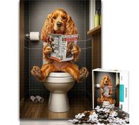 1000 Pieces for Adults Cocker Spaniel on The Toilet Jigsaw Puzzles for Adults 1000 Pieces,Diy Modern Wall Art Unique Gift Home Decor 26x38cm