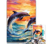 1000 Pieces for Adults Colorful Art Dolphin 1000 Piece Jigsaw Puzzle for Adults Teens,Educational Games Home Decoration Artists Collection, Fine Art 26x38cm