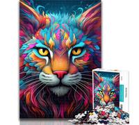 1000 Pieces for Adults Colorful Art Lynx 1000 Piece Jigsaw Puzzles for Teenagers,Fully Interlocking & Randomly Shaped Pieces 26x38cm