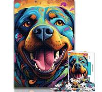 1000 Pieces for Adults Colorful Art Rottweiler 1000 Piece Jigsaw Puzzle for Adults Teens,Educational Games Home Decoration Artists Collection, Fine Art 75x50cm