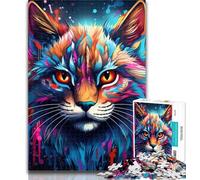1000 Pieces for Adults Colorful Lynx 1000 Piece Jigsaw Puzzle for Adults Teens,Educational Games Home Decoration Artists Collection, Fine Art 75x50cm