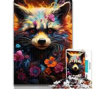 1000 Pieces for Adults Colourful Art Raccoon Jigsaw Puzzles for Adults 1000 Pieces,Diy Modern Wall Art Unique Gift Home Decor 50x75cm