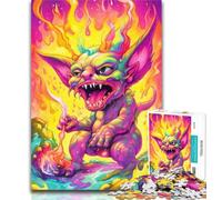 1000 Pieces for Adults Colourful Psychedelic Monsters 1000 Piece Jigsaw Puzzle for Adults Teens,with Matching Poster And Trivia Sheet for Age 14 Years Up 50x75cm