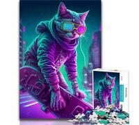 1000 Pieces for Adults Cool Cat Human Adult Jigsaws 1000 Piece,Educational Toys Is Ideal As A Gift for The Whole Family (50x75cm)