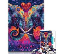 1000 Pieces for Adults Couple Elephants Jigsaw Puzzles for Adults 1000 Pieces,Educational Games Home Decoration Artists Collection, Fine Art 50x75cm