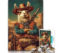 1000 Pieces for Adults Cowboy Alpaca 1000 Piece Jigsaw Puzzles for Adults Gifts,Artists Collection, Fine Art for Age 14 Years Up 50x75cm