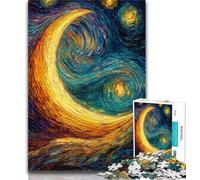 1000 Pieces for Adults Crescent Moon Oil Painting 1000 Piece Jigsaw Puzzles for Teenagers,with Matching Poster And Trivia Sheet for Age 14 Years Up 50x75cm