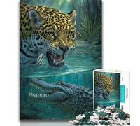 1000 Pieces for Adults Crocodile And Leopard Jigsaw Puzzles for Adults 1000 Piece,is Ideal As Gifts for The Whole Family for And Age 14 50x75cm