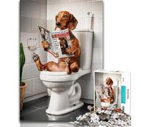 1000 Pieces for Adults Dachshund on The Toilet Jigsaw Puzzles for Teenagers 1000,Educational Toys Is Ideal As A Gift for The Whole Family (38x26cm)