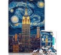 1000 Pieces for Adults Empire State Building Night 1000 Piece Jigsaw Puzzle for Adults Teens,Vibrant And Unique Design Relaxing & Challenging Puzzle Experience (50x75cm)