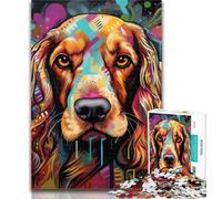 1000 Pieces for Adults English Cocker Spaniel Graffiti 1000 Piece Jigsaw Puzzles for Teenagers,Fully Interlocking & Randomly Shaped Pieces 26x38cm