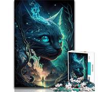 1000 Pieces for Adults Fairy Tale Blue Cat Jigsaw Puzzles for Adults 1000 Piece,Toys Educational Games Stress Relieving Enhance Love between Couples (38x26cm)