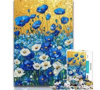 1000 Pieces for Adults Field of Blue Poppies 1000 Piece Jigsaw Puzzles for Adults Gifts,is Ideal As Gifts for The Whole Family for And Age 14 50x75cm