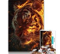 1000 Pieces for Adults Flame Tiger 1000 Pieces Jigsaw Puzzles For Teens And Adults,is Ideal As Gifts for The Whole Family for And Age 14 26x38cm