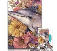 1000 Pieces for Adults Flower Dolphin Puzzles for Adults And Teenagers,Family Entertainment Toys Is Ideal As A Gift for The Whole Family 50x75cm