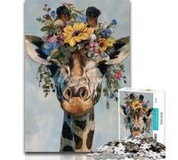 1000 Pieces for Adults Flower Giraffe Jigsaw Puzzles for Adults 1000 Pieces,Educational Games Home Decoration Artists Collection, Fine Art 50x75cm