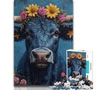 1000 Pieces for Adults Flowers And Bison 1000 Piece Jigsaw Puzzle for Adults Teens,with Matching Poster And Trivia Sheet for Age 14 Years Up 26x38cm