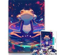 1000 Pieces for Adults Frog Listening to Music Jigsaw Puzzles for Adults 1000 Pieces,Challenging Game for The Whole for Women, Gifts for Men 26x38cm