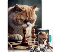 1000 Pieces for Adults Funny Cat Playing Chess Adult Jigsaws 1000 Piece,Educational Toys Is Ideal As A Gift for The Whole Family (50x75cm)