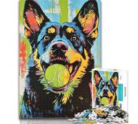 1000 Pieces for Adults German Shepherd Playing with Tennis Ball 1000 Pieces Jigsaw Puzzles for Adults And Teens,Educational Game Challenge Toy for Women And Men 50x75cm