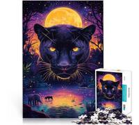 1000 Pieces for Adults Gifts “Color painting black panther” Made of wood，for age 14 years and over educational toys for learning Gift - Challenging Game。size：50x75cm/14.96x20.47inch