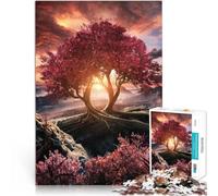 1000 Pieces for Adults Gifts Fantasy twin tree at sunrise Made of wood for 14+ Home Decoration Gift of works of art。size：50x75cm/19.68x29.52inch