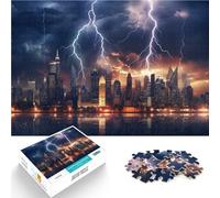 1000 Pieces for Adults Gifts Lightning City Skyline Made of cardboard for 14+ DIY Educational Games because it is ideal as a gift for the whole family。size：26x38cm/10.24x14.96inch