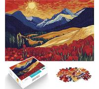 1000 Pieces for Adults Gifts “Mountain Sunset with Flowers” Made of cardboard,for and from 14 years and over Train your brain and your hands Best Gift for Adults and teenagers。size:26x38cm