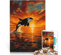 1000 Pieces for Adults Gifts Orca Sunset Ocean Scenic Made of wood，for and 14 years and over Home Decoration game Fun at Home Activities, Birthday Present,Travel Gifts。size：50x75cm