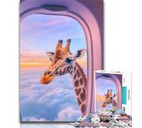 1000 Pieces for Adults Giraffe Outside The Airplane Window Jigsaws 1000 Pieces for Adults,Educational Game for Birthday, Chrismas for And 14 Years Old 50x75cm