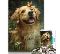 1000 Pieces for Adults Golden Retriever And Butterfly Puzzles for Adults And Teenagers,for Is Ideal As A Gift for The Whole Family for And 14 Years Old 26x38cm