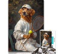 1000 Pieces for Adults Golden Retriever Playing Tennis 1000 Pieces Jigsaw Puzzles For Teens And Adults,is Ideal As Gifts for The Whole Family for And Age 14 50x75cm