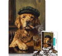 1000 Pieces for Adults Golden Retriever Smoking 1000 Piece Jigsaw Puzzle for Adults Teens,Vibrant And Unique Design Relaxing & Challenging Puzzle Experience 50x75cm