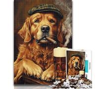 1000 Pieces for Adults Golden Retriever Smoking Jigsaws Puzzles 1000 Pieces for Adults Gifts,Birthday Present, Gifts for And Age 14 50x75cm