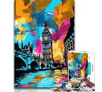 1000 Pieces for Adults Graffiti Big Ben 1000 Piece Jigsaw Puzzles for Teenagers Gifts,Decompressing Intellectual Educational Toy Secret Santa Gifts 50x75cm