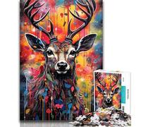 1000 Pieces for Adults Graffiti Deer Jigsaw Puzzle 1000 Pieces for Adults,Train Your Brain And Hands Birthday Present, Gifts 26x38cm