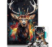 1000 Pieces for Adults Graffiti Deer Jigsaw Puzzles for Teenagers,Learning Educational Toy for Is Ideal As A Gift for The Whole Family 26x38cm