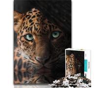 1000 Pieces for Adults Green Eyed Leopard Jigsaw Puzzle 1000 Pieces for Adults,Challenging Game Toys for Is Ideal As A Gift for The Whole Family (38x26cm)