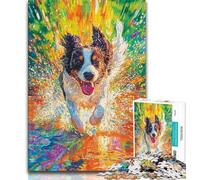 1000 Pieces for Adults Happy Border Collie Jigsaw Puzzles for Adults 1000 Piece,is Ideal As Gifts for The Whole Family for And Age 14 (50x75cm)
