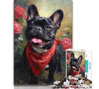 1000 Pieces for Adults Happy French Bulldog Jigsaw Puzzles for Adults,with Fully Interlocking Randomly Shaped Pieces for And 14 Years Old 26x38cm